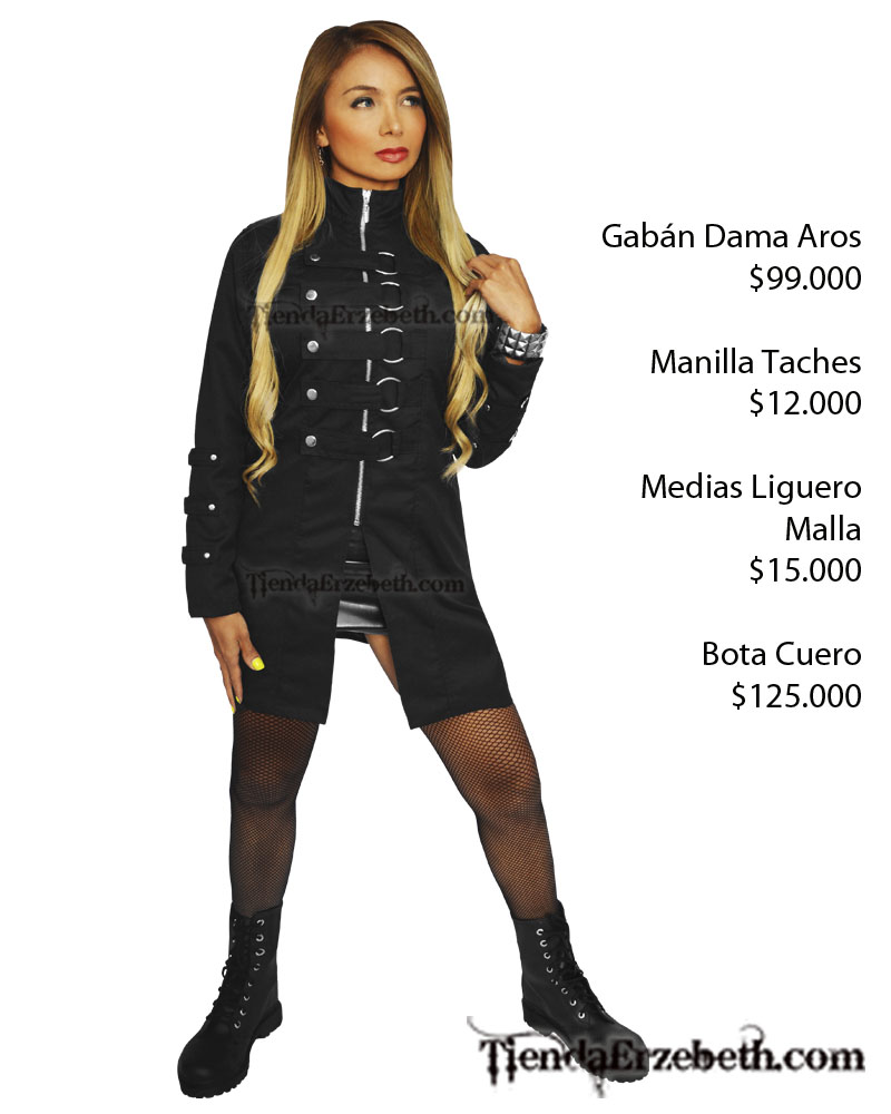 Gaban dama rock metal goth medias malla ligueros botas cuero negras dama envios a todo el pais bogota medellin pereira armenia cucuta colombia manillas taches 10