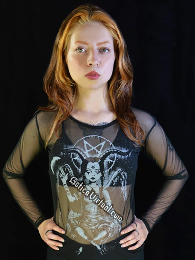 blusa negra velo transparente estampada merlina pentagrama envios nacionales domicilios bogota soacha