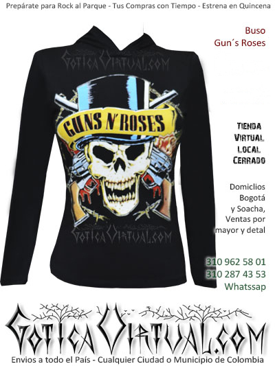 buso gusn n roses femnenino estampado bandas capota  venta online domicilios bogota y soacha envios manizales medellin tunja cauca colombi