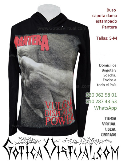 buso capota dama estamapado panterea gotica virtual venta camisetas negras ropa dama mujer tienda femenina mayorista fabrica colombia