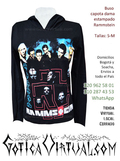 buso capota dama estampado rammstein gotica virtual envios toda colombia soacha chia zipaquira ventas por mayor ropa negra metalera rock