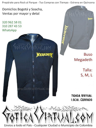 Buso megadeth bordado algodon perchado masculino tienda onlne rock metal bogota cali tunja huila quindio colombia