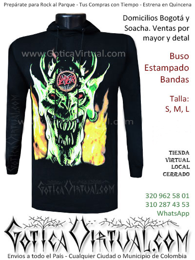 buso slayer estampado algodon negro venta online bandas envios nacionales colombia domicilios bogota y soacha