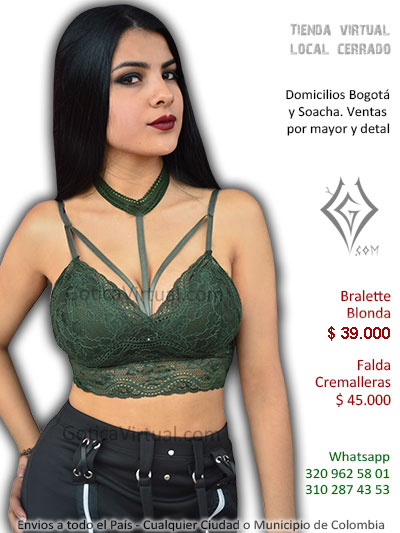 bralette verde blonda gargantilla sexy economico chicas rockeras metaleras venta pasto quindio funza santander medellin risaralda magdalena colombia